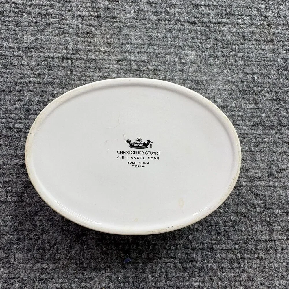 Vintage Christopher Stuart Angel Song Y1511 Trinket Box Bone China Christmas 90s